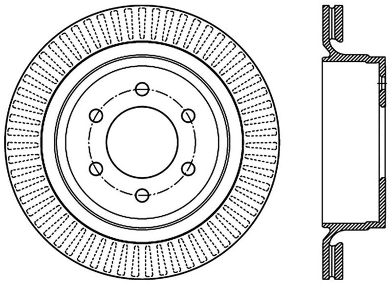 StopTech 12-14 Ford F-150 w/ 6 Lug Rear Left Slotted Sport Cryo Brake Rotor