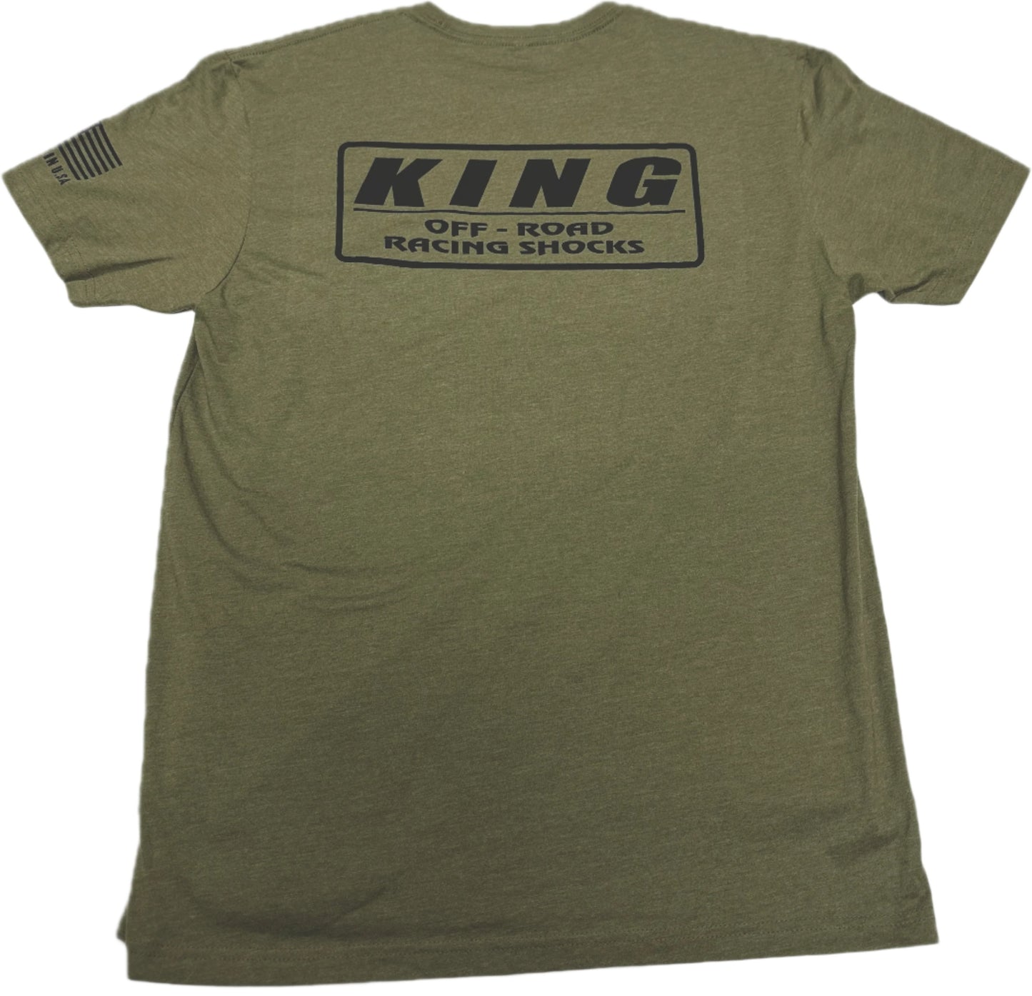 KING SHOCKS OLIVE GREEN CREW TEE BLACK LOGO