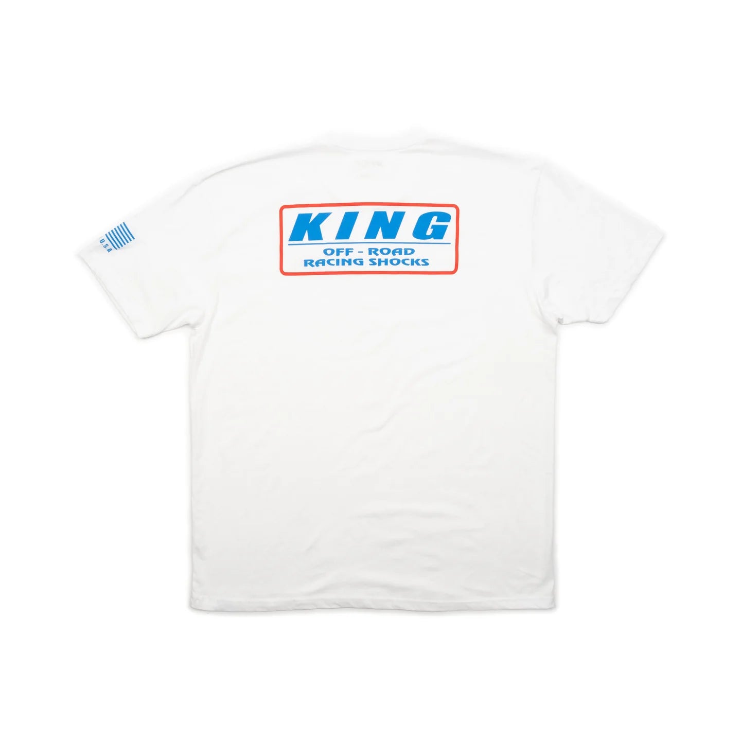 KING SHOCKS WHITE CREW TEE W/RED & BLUE LOGO