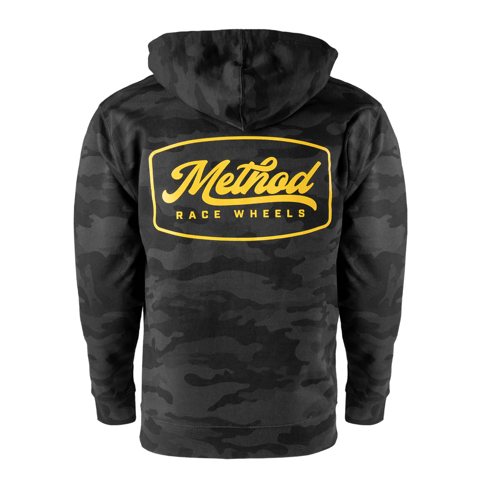 METHOD CAMO SCRIPT BADGE PULLOVER HOODIE BLACK CAMO