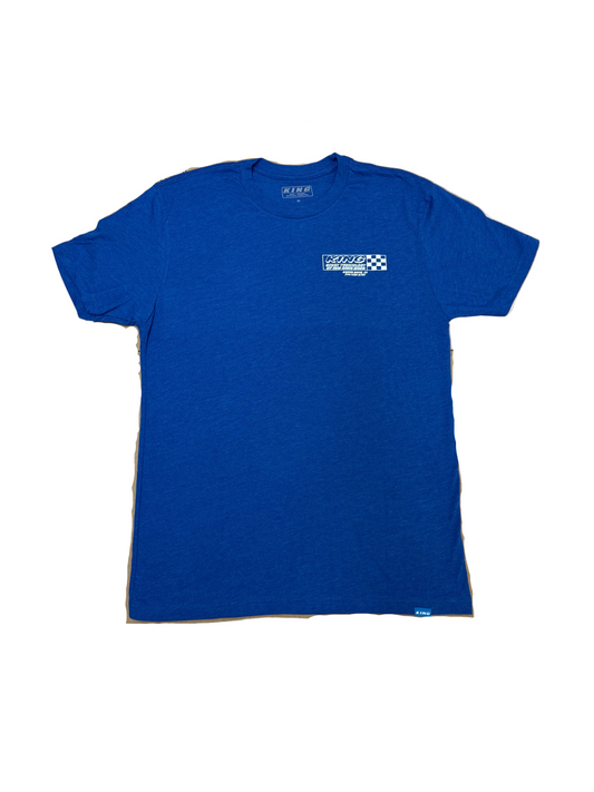**NEW** KING SHOCKS RETRO T-SHIRT ROYAL BLUE W/ WHITE CHECKERS LOGO TEE