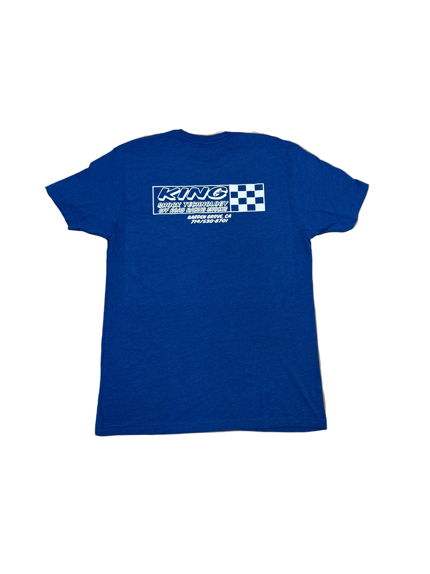 **NEW** KING SHOCKS RETRO T-SHIRT ROYAL BLUE W/ WHITE CHECKERS LOGO TEE