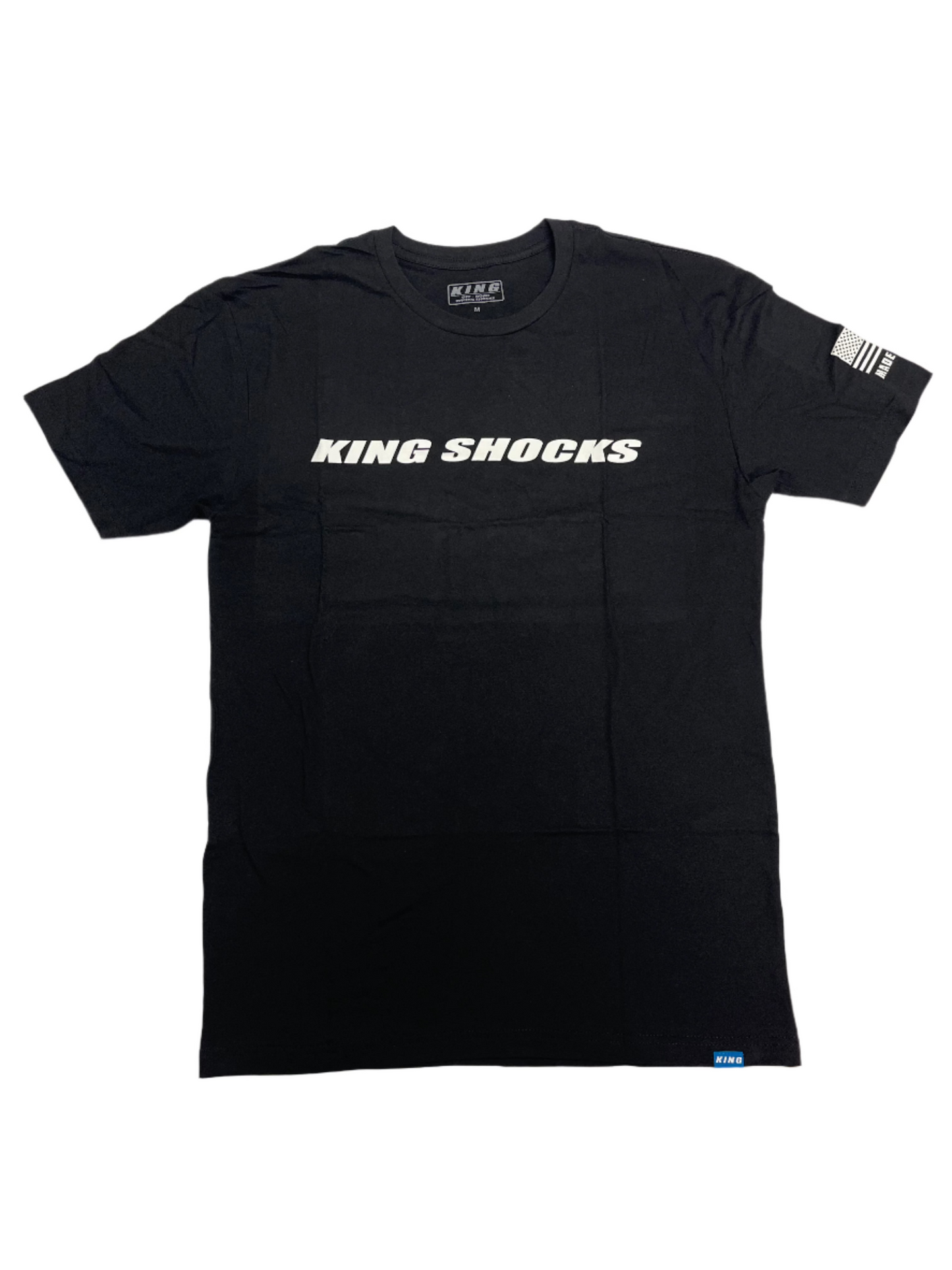 KING SHOCKS BLACK TEE W/ WHITE CHEST BANNER & BADGE LOGO BACK