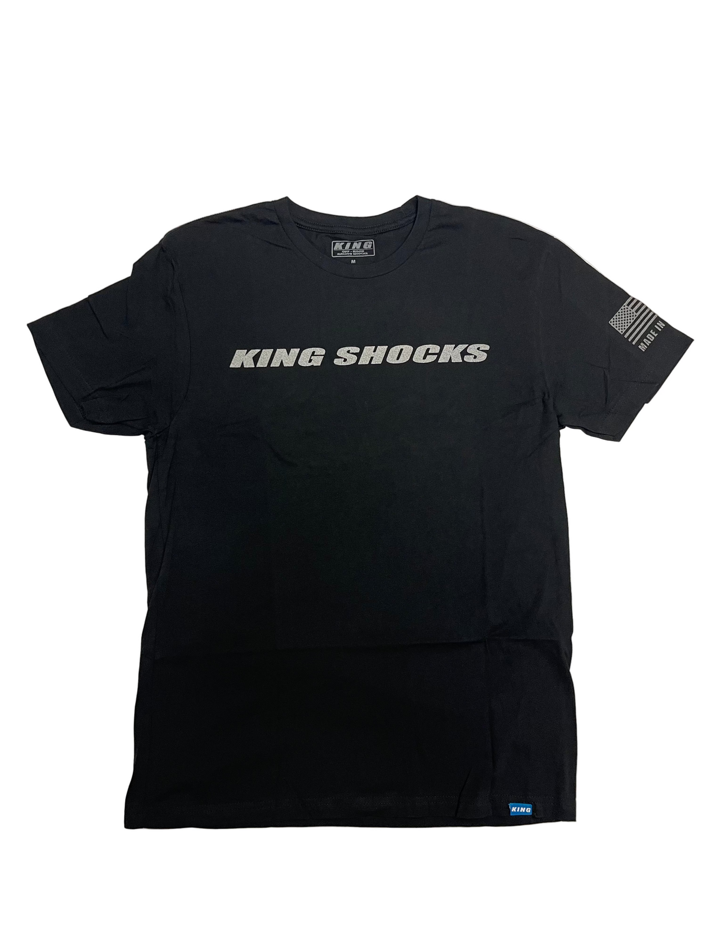 **NEW** KING SHOCKS BLACK TEE W/ TITANIUM GRAY CHEST BANNER & BADGE LOGO BACK