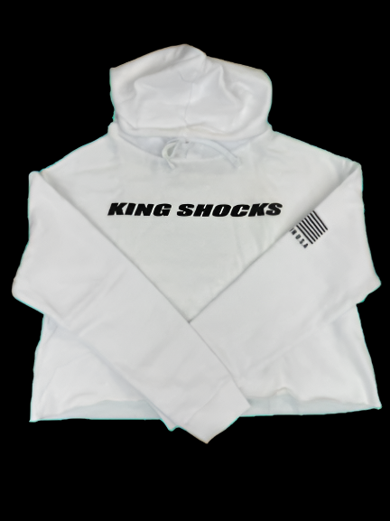 KING SHOCKS WOMENS WHITE CROP TOP HOODIE