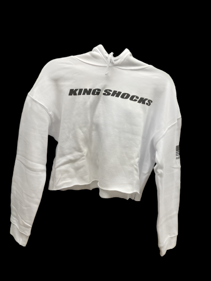 KING SHOCKS WOMENS WHITE CROP TOP HOODIE