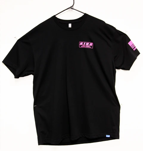 KING SHOCKS BLACK CVC CREW TEE W/ HOT PINK LOGO