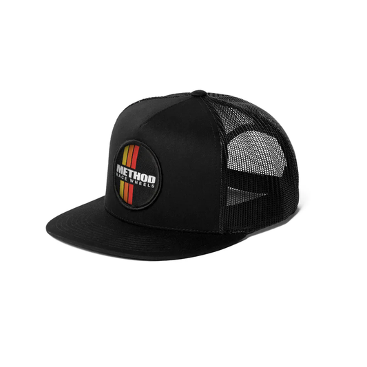 METHOD CLASSIC STRIPES FLATBILL TRUCKER SNAPBACK BLACK
