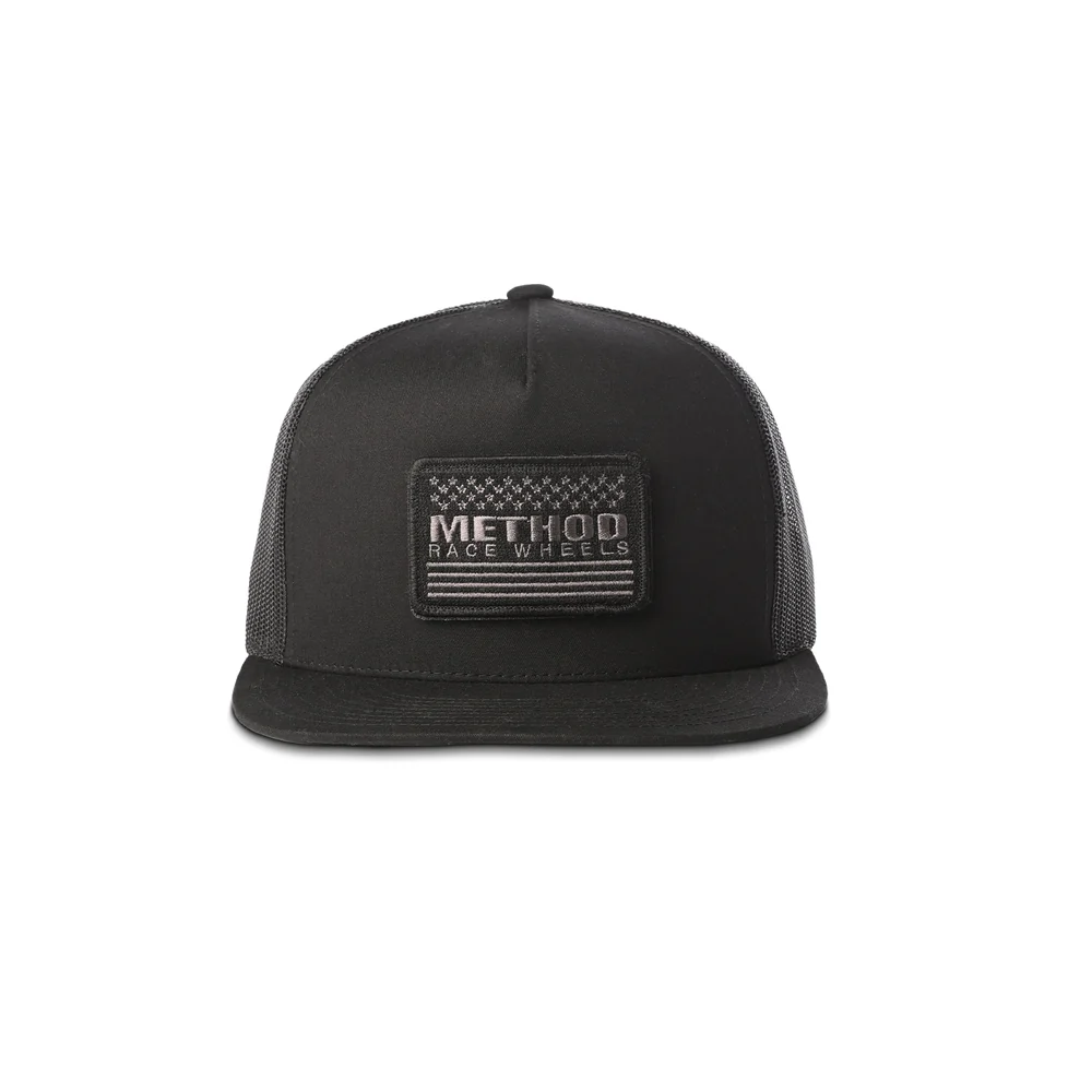 Method Stars & Stripes Velcro Patch Flatbill Trucker - SNAPBACK BLACK