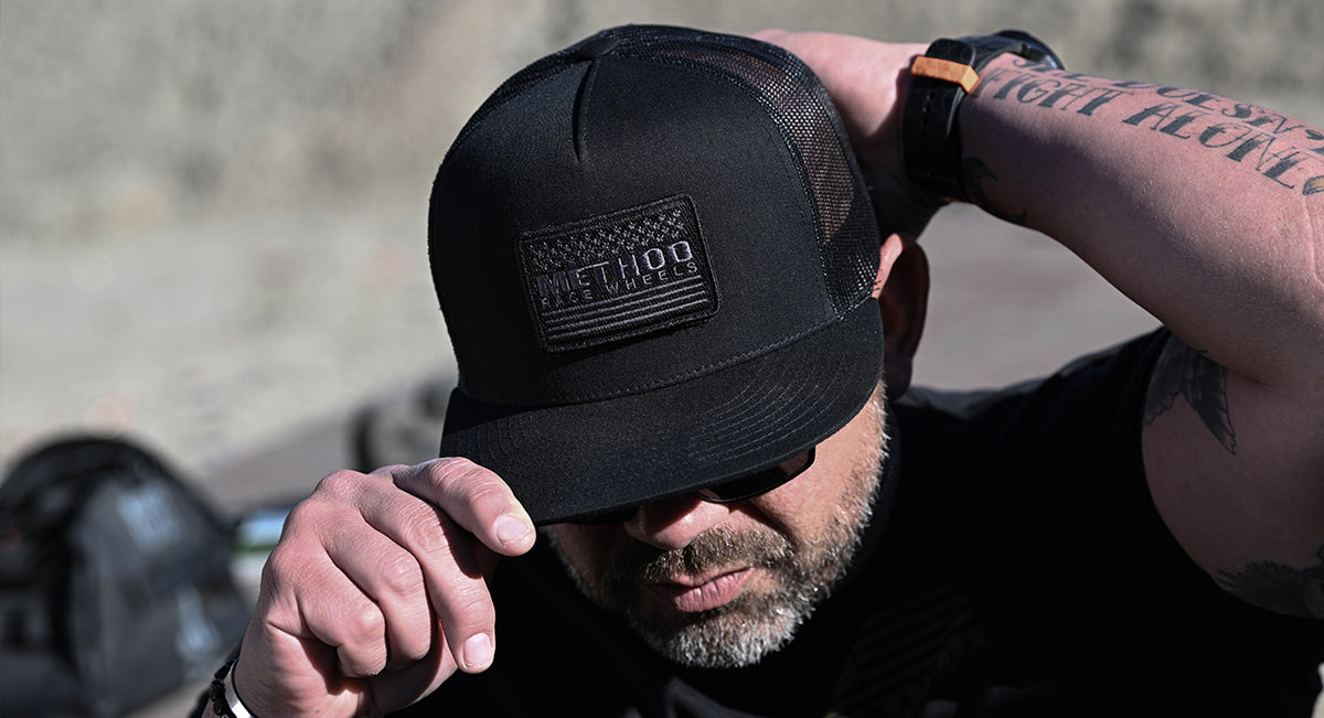 Method Stars & Stripes Velcro Patch Flatbill Trucker - SNAPBACK BLACK