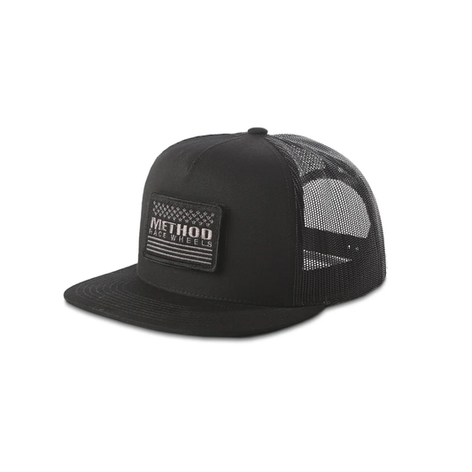 Method Stars & Stripes Velcro Patch Flatbill Trucker - SNAPBACK BLACK
